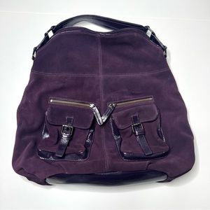 COLE HAAN EGGPLANT SUEDE HANDBAG